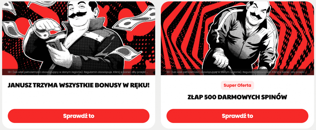 Bonus bez depozytu Janusz Casino